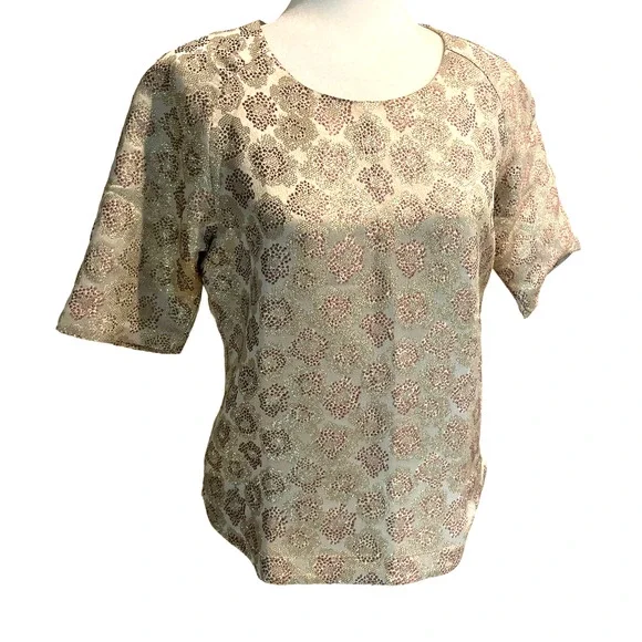J. Crew Silk Blend Gold Metallic Shimmering Top NWT Size 4 - Picture 3 of 11